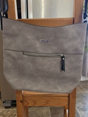 Roots Taupe Grey Shoulder Bag with Front Zip